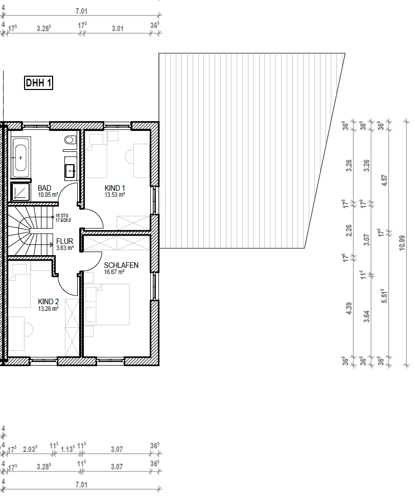 Grundriss Obergeschoss DHH1
