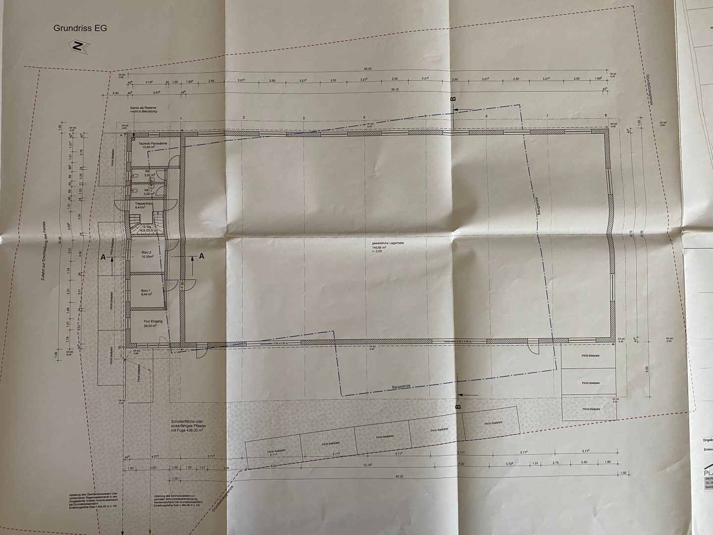 Grundriss Erdgeschoss Halle und Bürotrakt