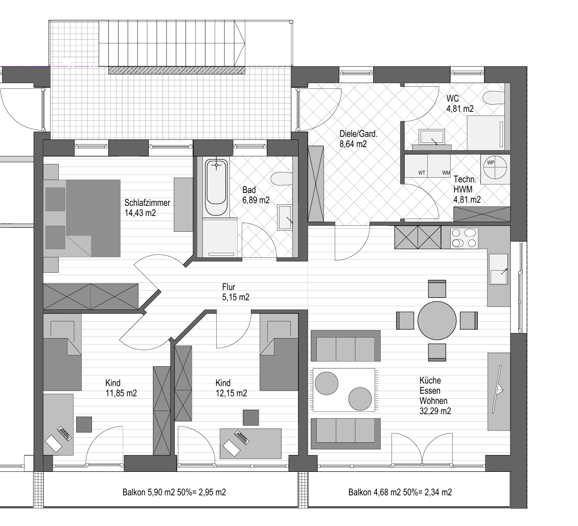 4 Zimmer Wohnung 1. OG